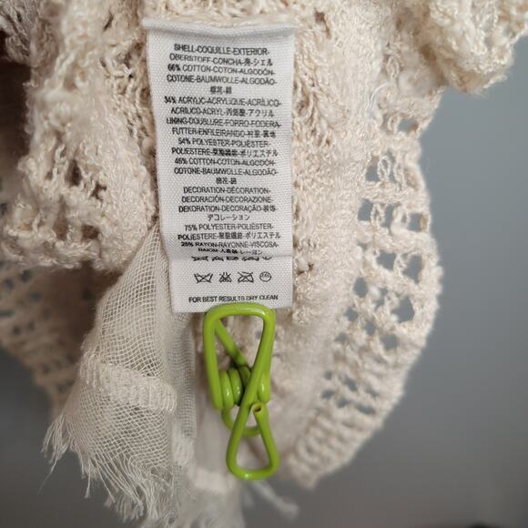 Free People crochet tank top women's size S beige embellished boho Maya festival - Picture 11 of 11